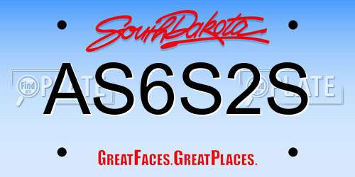 AS6S2S South Dakota License Plate
