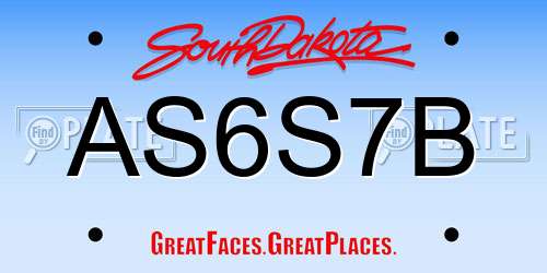AS6S7B South Dakota License Plate