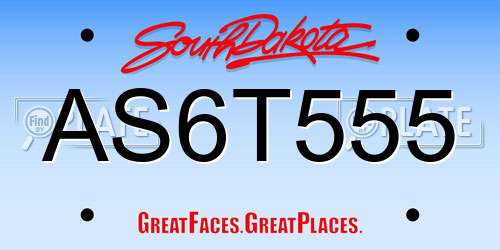AS6T555 South Dakota License Plate