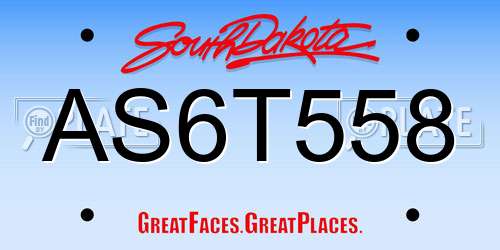 AS6T558 South Dakota License Plate
