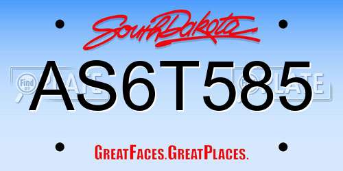 AS6T585 South Dakota License Plate