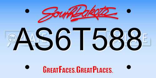 AS6T588 South Dakota License Plate