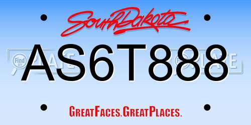 AS6T888 South Dakota License Plate