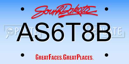 AS6T8B South Dakota License Plate