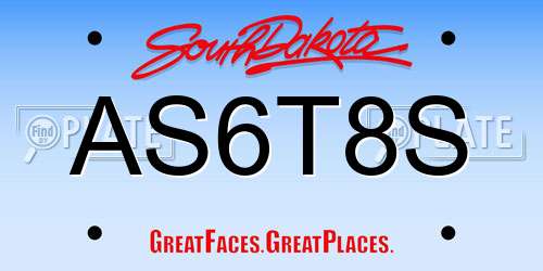 AS6T8S South Dakota License Plate