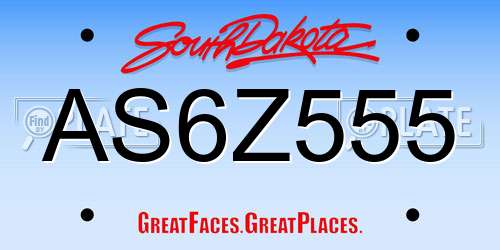AS6Z555 South Dakota License Plate