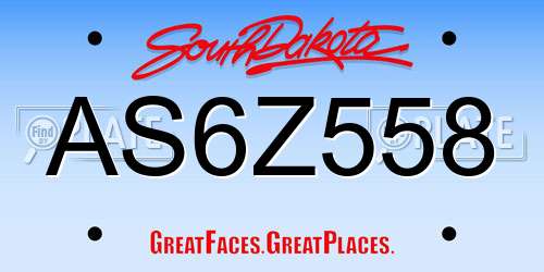 AS6Z558 South Dakota License Plate