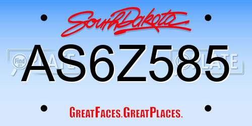 AS6Z585 South Dakota License Plate
