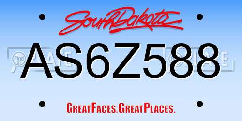 AS6Z588 South Dakota License Plate