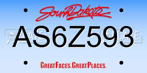 AS6Z593 South Dakota License Plate