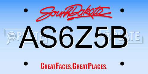 AS6Z5B South Dakota License Plate