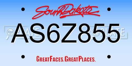 AS6Z855 South Dakota License Plate