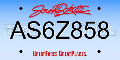 AS6Z858 South Dakota License Plate