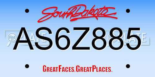 AS6Z885 South Dakota License Plate