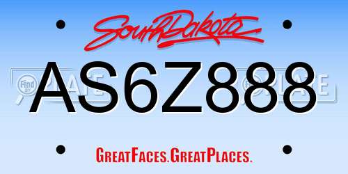 AS6Z888 South Dakota License Plate