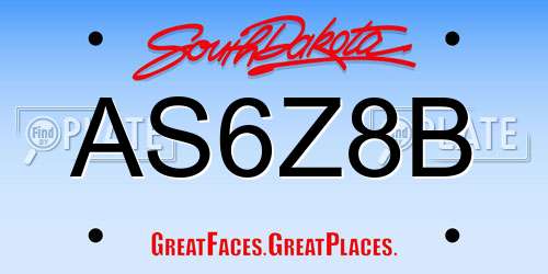 AS6Z8B South Dakota License Plate