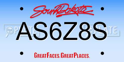 AS6Z8S South Dakota License Plate