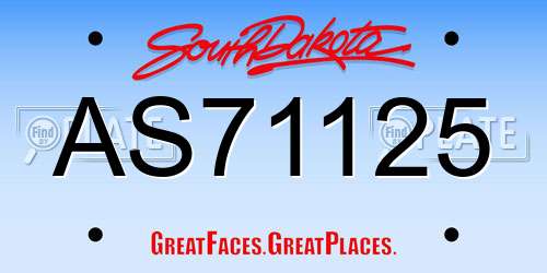 AS71125 South Dakota License Plate
