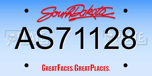 AS71128 South Dakota License Plate