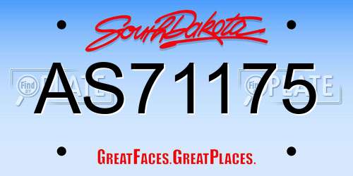 AS71175 South Dakota License Plate