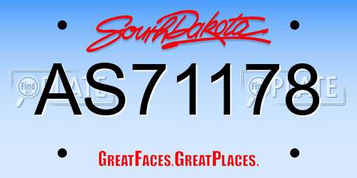 AS71178 South Dakota License Plate