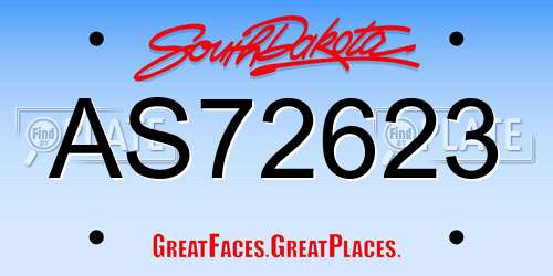 AS72623 South Dakota License Plate
