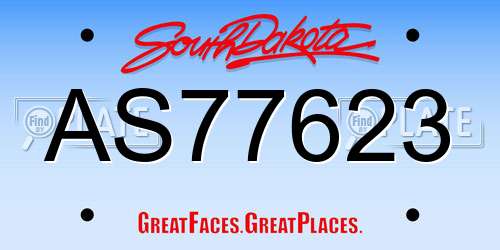 AS77623 South Dakota License Plate