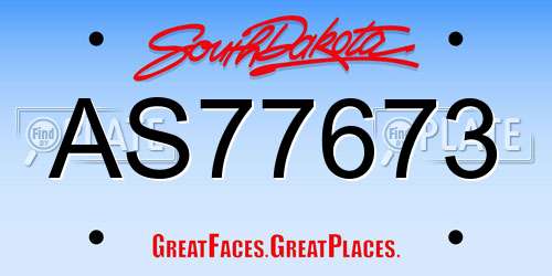 AS77673 South Dakota License Plate