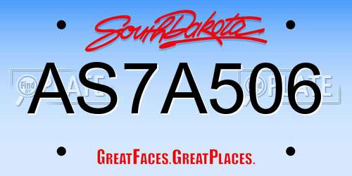AS7A506 South Dakota License Plate
