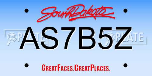 AS7B5Z South Dakota License Plate