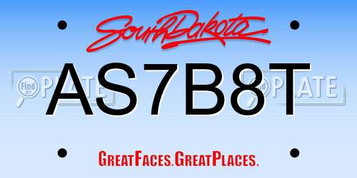 AS7B8T South Dakota License Plate