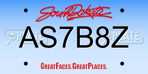 AS7B8Z South Dakota License Plate