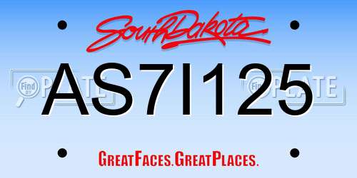 AS7I125 South Dakota License Plate