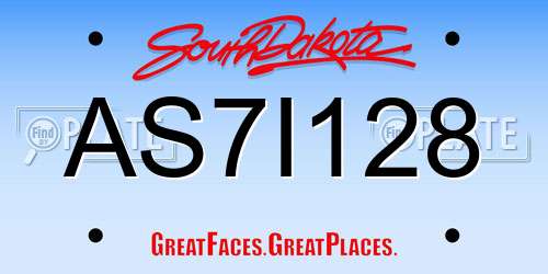 AS7I128 South Dakota License Plate