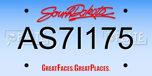 AS7I175 South Dakota License Plate