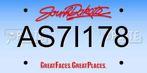 AS7I178 South Dakota License Plate