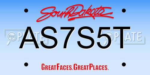 AS7S5T South Dakota License Plate