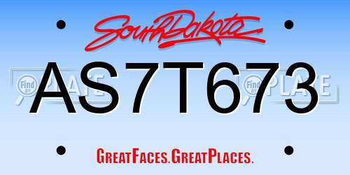 AS7T673 South Dakota License Plate
