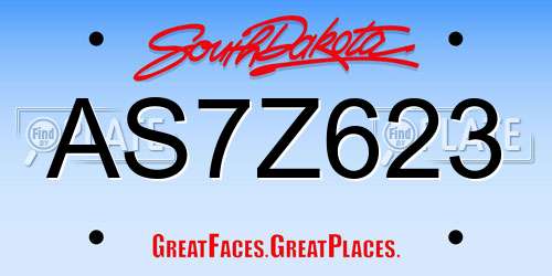 AS7Z623 South Dakota License Plate