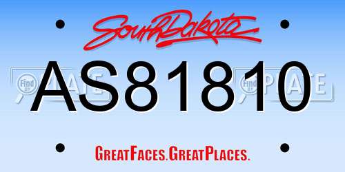 AS81810 South Dakota License Plate