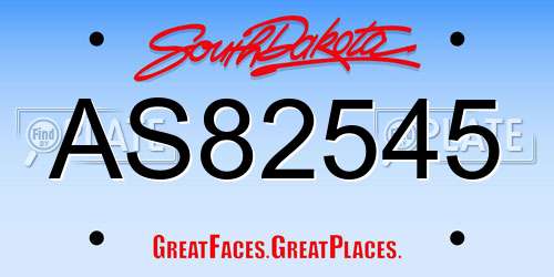 AS82545 South Dakota License Plate