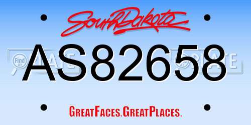 AS82658 South Dakota License Plate