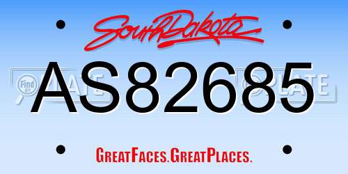 AS82685 South Dakota License Plate