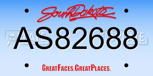 AS82688 South Dakota License Plate