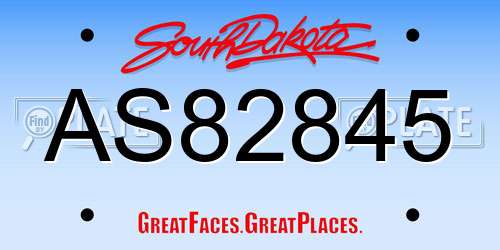 AS82845 South Dakota License Plate