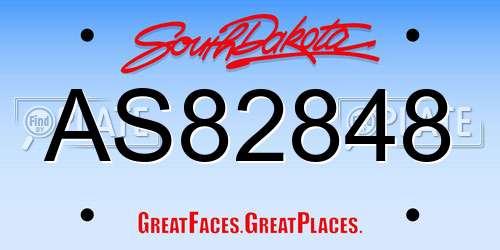 AS82848 South Dakota License Plate