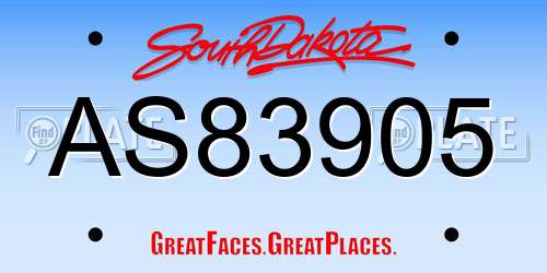 AS83905 South Dakota License Plate