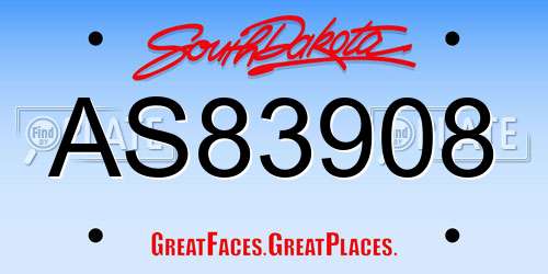 AS83908 South Dakota License Plate