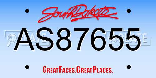 AS87655 South Dakota License Plate