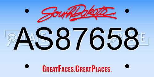 AS87658 South Dakota License Plate